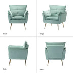 Ensemble de 2 fauteuils contemporains en velours avec pieds en métal pour chambre et salon