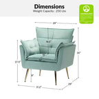 Ensemble de 2 fauteuils contemporains en velours avec pieds en métal pour chambre et salon