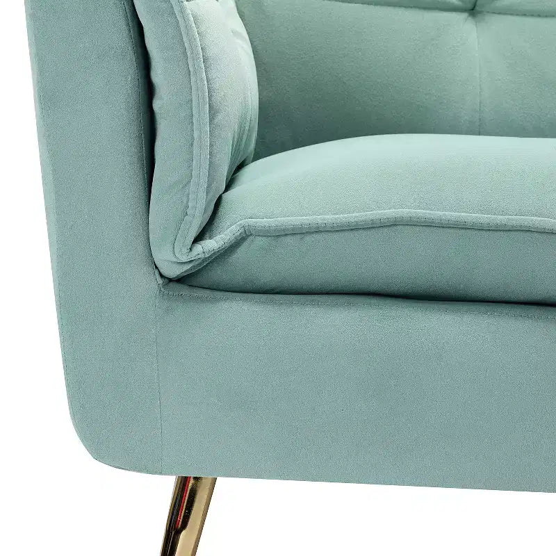 Ensemble de 2 fauteuils contemporains en velours avec pieds en métal pour chambre et salon