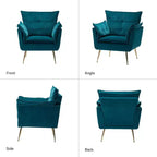 Ensemble de 2 fauteuils contemporains en velours avec pieds en métal pour chambre et salon