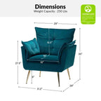 Ensemble de 2 fauteuils contemporains en velours avec pieds en métal pour chambre et salon
