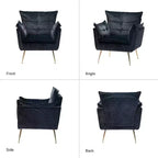 Ensemble de 2 fauteuils contemporains en velours avec pieds en métal pour chambre et salon