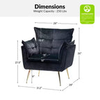 Ensemble de 2 fauteuils contemporains en velours avec pieds en métal pour chambre et salon
