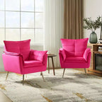Ensemble de 2 fauteuils contemporains en velours avec pieds en métal pour chambre et salon