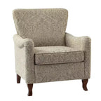Vincent Wooden Upholstered Armchair with Fabric Pattern and Wingback Design for Bedroom| ART OF LIVING DESIGNS
