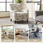Fauteuil à oreilles en tissu fleuri - Structure en bois, rembourrage en mousse