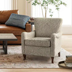 Fauteuil à oreilles en tissu fleuri - Structure en bois, rembourrage en mousse