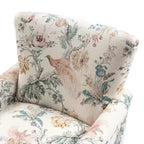 Fauteuil à oreilles en tissu fleuri - Structure en bois, rembourrage en mousse