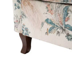 Fauteuil à oreilles en tissu fleuri - Structure en bois, rembourrage en mousse