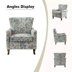 Fauteuil à oreilles en tissu fleuri - Structure en bois, rembourrage en mousse