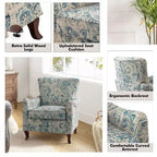 Fauteuil à oreilles en tissu fleuri - Structure en bois, rembourrage en mousse
