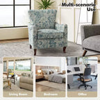Fauteuil à oreilles en tissu fleuri - Structure en bois, rembourrage en mousse