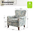 Fauteuil à oreilles en tissu fleuri - Structure en bois, rembourrage en mousse