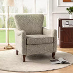 Fauteuil à oreilles en tissu fleuri - Structure en bois, rembourrage en mousse