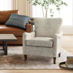 Fauteuil à oreilles en tissu fleuri - Structure en bois, rembourrage en mousse