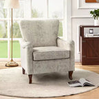 Fauteuil à oreilles en tissu fleuri - Structure en bois, rembourrage en mousse