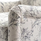 Fauteuil à oreilles en tissu fleuri - Structure en bois, rembourrage en mousse