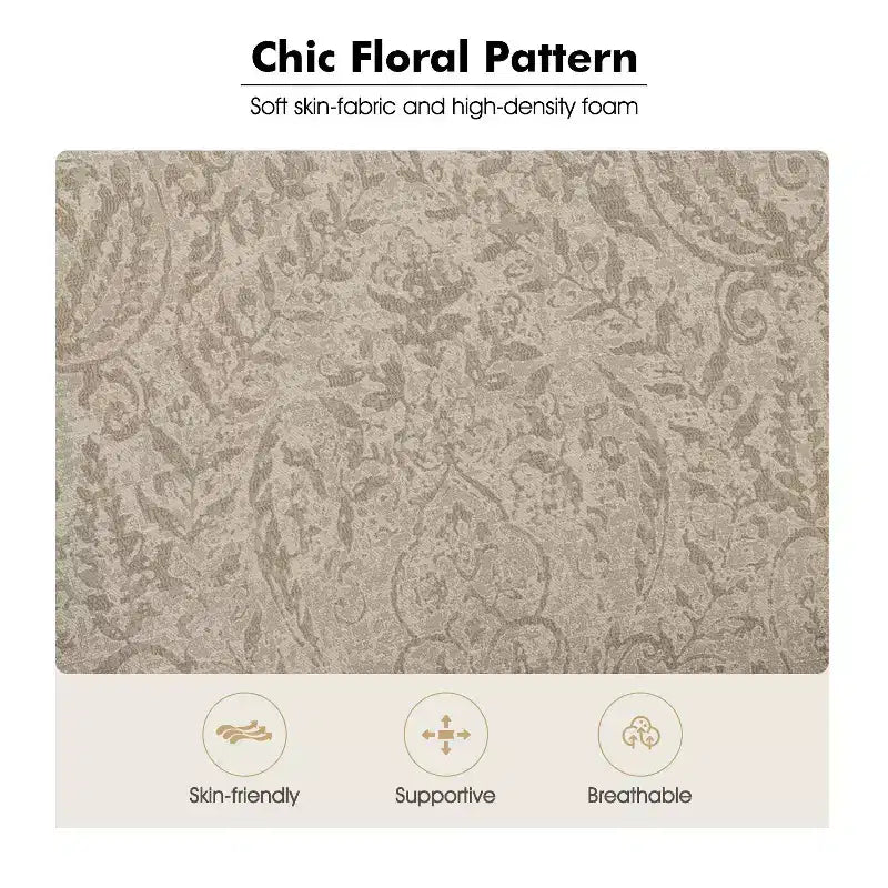 Fauteuil à oreilles en tissu fleuri - Structure en bois, rembourrage en mousse