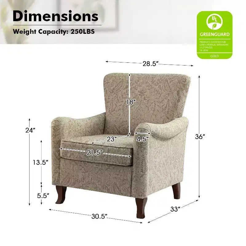 Fauteuil à oreilles en tissu fleuri - Structure en bois, rembourrage en mousse