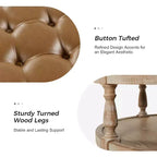 Pouf de cocktail rond en cuir végétalien avec rangement et garniture cloutée