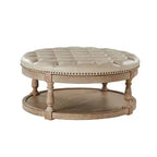 Pouf de cocktail rond en cuir végétalien avec rangement et garniture cloutée