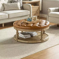 Pouf de cocktail rond en cuir végétalien avec rangement et garniture cloutée