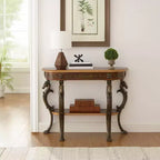 Console ovale - Peuplier teinté et MDF, marron