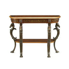 Console ovale - Peuplier teinté et MDF, marron