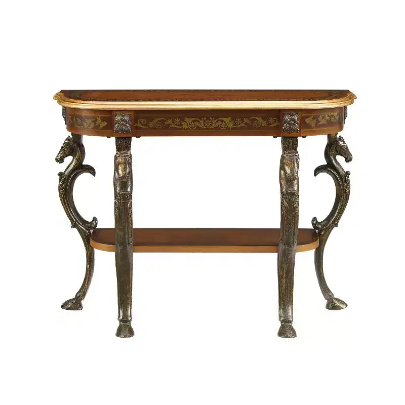Console ovale - Peuplier teinté et MDF, marron