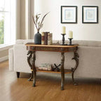 Console ovale - Peuplier teinté et MDF, marron