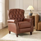 Fauteuil inclinable manuel en cuir véritable avec garniture cloutée - Salon et chambre à coucher