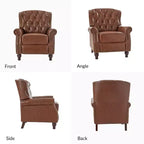 Fauteuil inclinable manuel en cuir véritable avec garniture cloutée - Salon et chambre à coucher