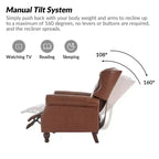 Fauteuil inclinable manuel en cuir véritable avec garniture cloutée - Salon et chambre à coucher