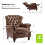 Fauteuil inclinable manuel en cuir véritable avec garniture cloutée - Salon et chambre à coucher