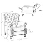 Fauteuil inclinable manuel en cuir véritable avec garniture cloutée - Salon et chambre à coucher