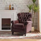 Fauteuil inclinable manuel en cuir véritable avec garniture cloutée - Salon et chambre à coucher