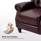 Fauteuil inclinable manuel en cuir véritable avec garniture cloutée - Salon et chambre à coucher