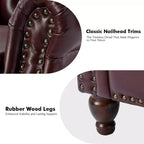 Fauteuil inclinable manuel en cuir véritable avec garniture cloutée - Salon et chambre à coucher