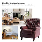 Fauteuil inclinable manuel en cuir véritable avec garniture cloutée - Salon et chambre à coucher
