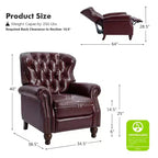 Fauteuil inclinable manuel en cuir véritable avec garniture cloutée - Salon et chambre à coucher