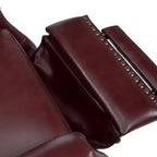 Fauteuil inclinable manuel en cuir véritable avec garniture cloutée - Salon et chambre à coucher