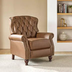 Fauteuil inclinable manuel en cuir véritable avec garniture cloutée - Salon et chambre à coucher