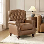 Fauteuil inclinable manuel en cuir véritable avec garniture cloutée - Salon et chambre à coucher