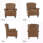 Fauteuil inclinable manuel en cuir véritable avec garniture cloutée - Salon et chambre à coucher