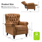 Fauteuil inclinable manuel en cuir véritable avec garniture cloutée - Salon et chambre à coucher