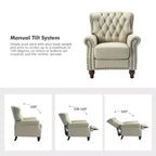 Fauteuil inclinable manuel en cuir véritable avec garniture cloutée - Salon et chambre à coucher