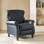 Fauteuil inclinable manuel en cuir véritable avec garniture cloutée - Salon et chambre à coucher