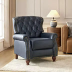 Fauteuil inclinable manuel en cuir véritable avec garniture cloutée - Salon et chambre à coucher