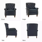 Fauteuil inclinable manuel en cuir véritable avec garniture cloutée - Salon et chambre à coucher