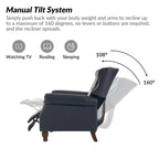 Fauteuil inclinable manuel en cuir véritable avec garniture cloutée - Salon et chambre à coucher